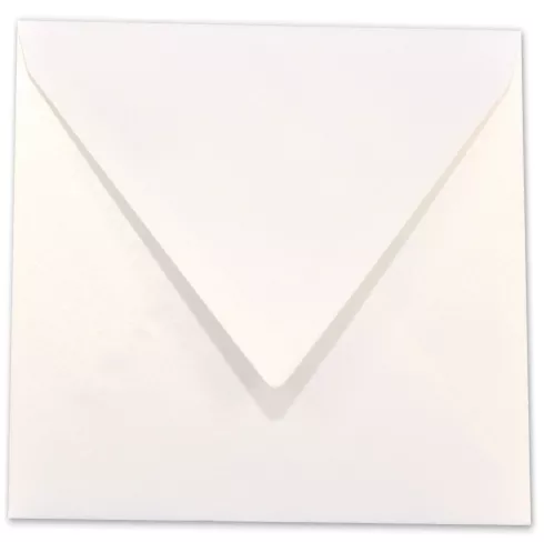 Briefumschlag 16x16cm in metallic-perlweiss, 120g, ohne Fenster, Nassklebung