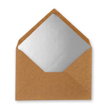 Kraftpapier-Umschlag DIN C6 Nassklebung in kraft braun mit Innenfutter Silber
