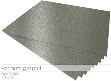 Cardstock "Metallic" - Bastelpapier 250g/m² DIN A4 in perlmutt graphit