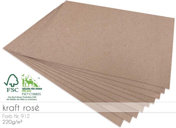 Cardstock "Recycling" - Kraftpapier 220g/m² DIN A4 in kraft rose