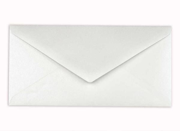 Briefumschlag DIN lang in metallic-polarweiss, 120g, ohne Fenster, Nassklebung