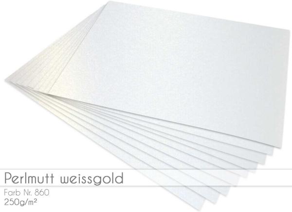 Scrapbooking-/ Bastelpapier 250g/m² DIN A3 in perlmutt weissgold